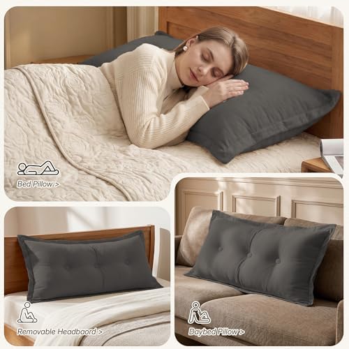 WOWMAX Headboard Pillow Twin Dorm Bolster Reading Pillow - Image 3