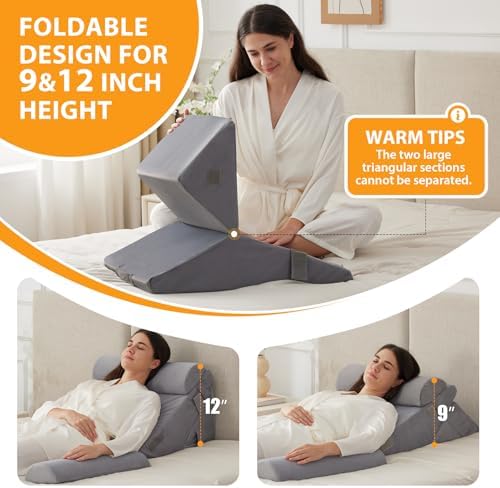 Ruqmuis Wedge Pillow Set for After Surgery, Incline Pillow Wedge for Headboard - Image 4