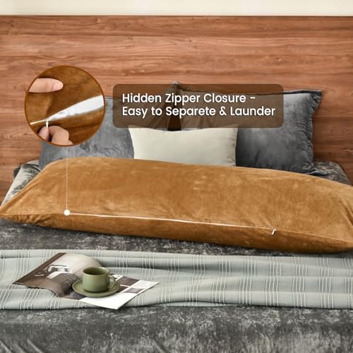 PHF Super Soft Velvet Zippered Body Pillowcase, No Insert, 1 Pack Luxury Cozy - Image 3