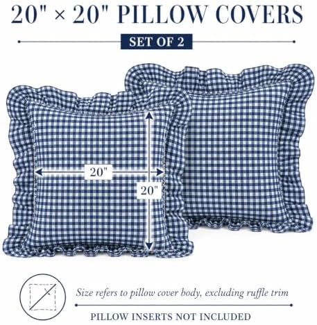 Gingham Throw Pillow Covers, Ruffle Trim - Image 6