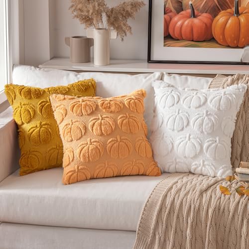 MIULEE Fall Pillow Covers Pumpkin Fall Decor 20x20 Pure White - Image 3