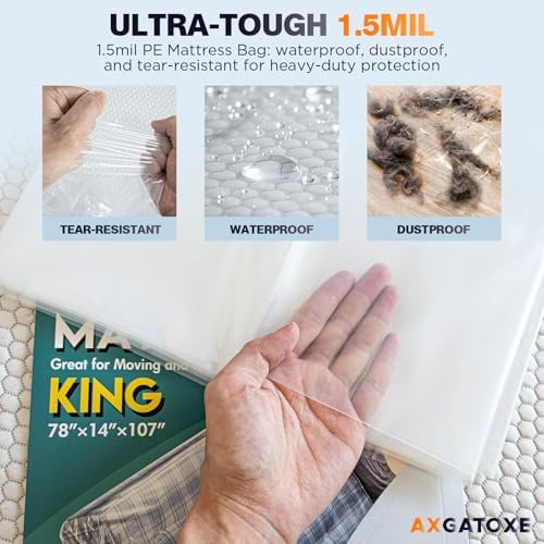 Axgatoxe Plastic Mattress Bag for Moving Storage, King Size - Image 3