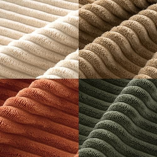 MIULEE Fall Corduroy Decorative Throw Pillow Covers Rust-Olive Green 20x20 - Image 3