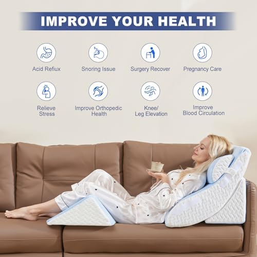 WSOFRLAC 4PCS Bed Wedge Pillow for Sleeping and Sitting Up, Orthopedic Memory - Image 5