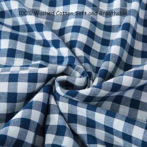 Mywinlle Navy Blue/White Gingham Plaid Pillow Shams Standard Size Set of 2 - Image 6
