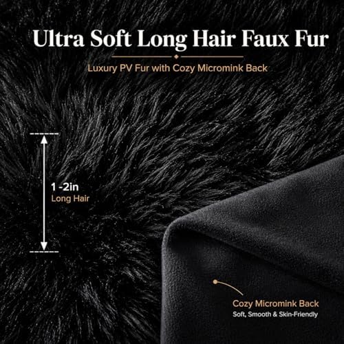 REAFORT Long Hair Faux Fur Euro Sham Cover 26"x26", Hidden Zipper - Image 2