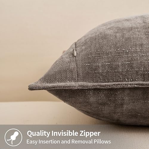 Allorry Throw Pillow Covers 24x24 Grey Chenille Solid Home DecorSY014A24 - Image 2