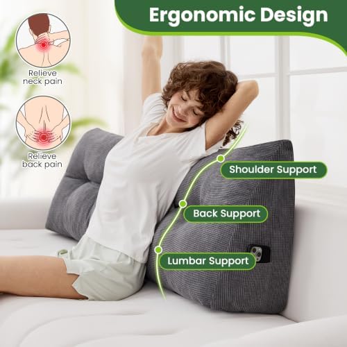 Headboard Pillow King, Triangle Bed Wedge Pillow - Image 3