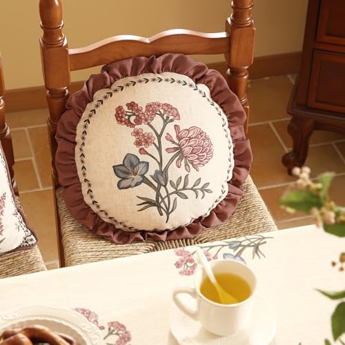 ISAENNE Designer Linen Throw Pillow Cover, Diameter 16"-Helena D - Image 4