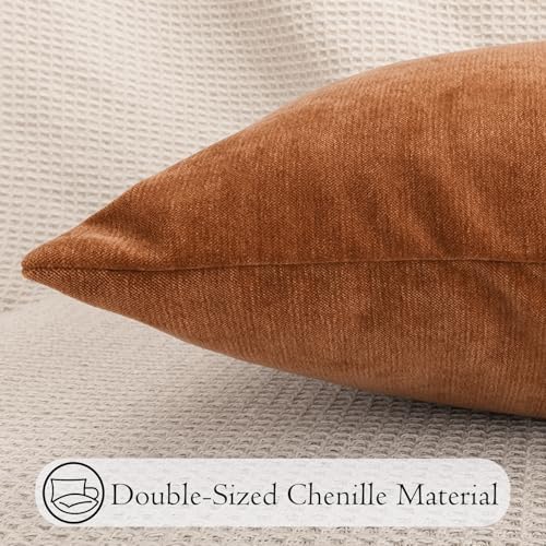 JoraLion Chenille Lumbar Pillow Covers 16x24 inch Dark Orange - Image 6