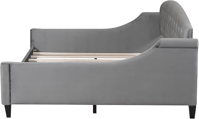 Favfurish Full Size Modern Luxury Tufted Button Daybed, Stylish Wood Upholstered Day Bed,No Box Spring Required, Easy Assembly,for Bedroom,Living Room and Guest Room,Den,Office,Gray