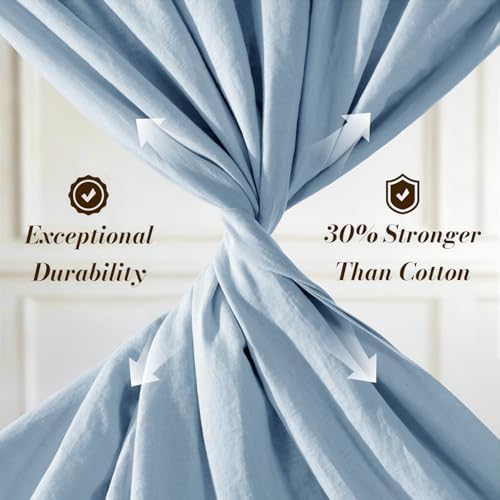 SONORO KATE 100% French Linen King Size Sheets Set, Natural Flax Bedding - Image 4