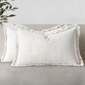 MIULEE Boho Linen Fringe Decorative Lumbar Throw Pillow Covers White 12x20 by MIULEE