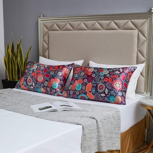 MR&HM Satin Pillowcase 2 Pack, King Size 20"x40", Boho Floral - Image 5