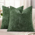 decorUhome Textured Chenille Throw Pillow Covers 16x16 Set of 2 Emerald by decorUhome