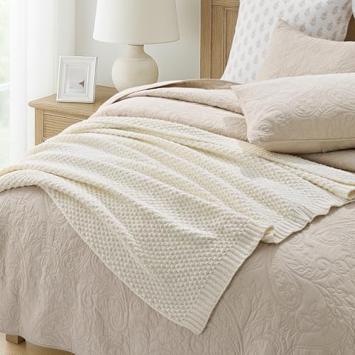 EVERGRACEHOME Chunky Chenille Knit Throw Blanket, 50 x 60, Ivory White - Image 4