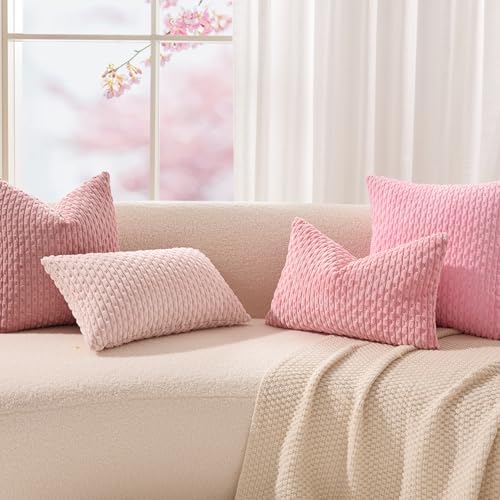 Kevin Textile Soft Corduroy 12"x24" Lumbar Pillow Cover 1 Pack, Dark Pink - Image 7