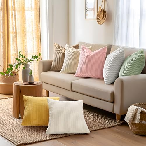 Mecatny Corduroy Decorative Throw Pillow Covers 16x16 Set of 2 Sage Green - Image 6