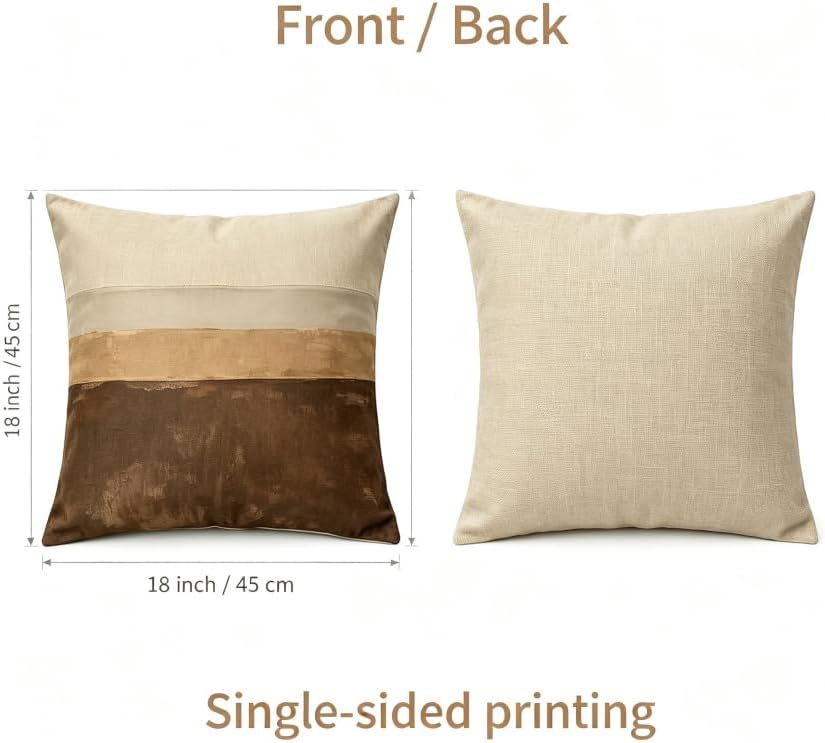 Linen Throw Pillow Covers Set of 2, 18x18in Stripe - Image 2