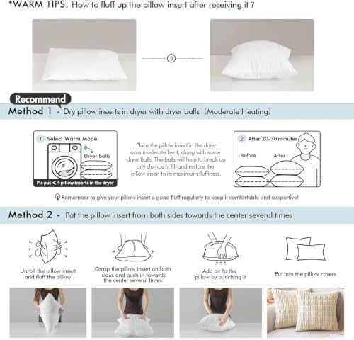 MIULEE 18x18 Pillow Inserts, Fluffy Down Alternative Filling Pack of 2 - Image 4