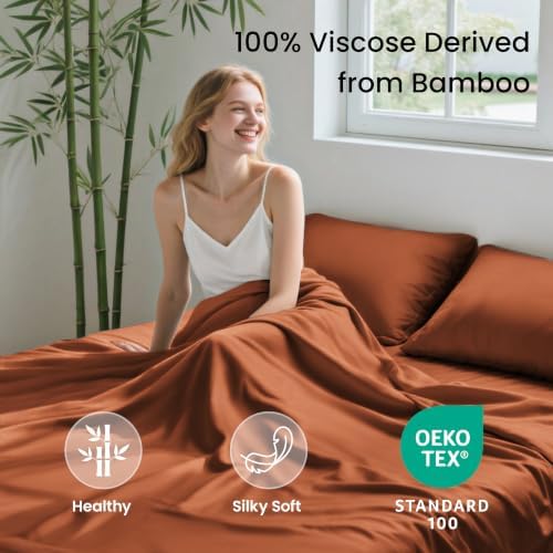 Love's cabin 4 Piece Queen Sheet Set, 100% Rayon Derived from Bamboo, Cooling & - Image 2