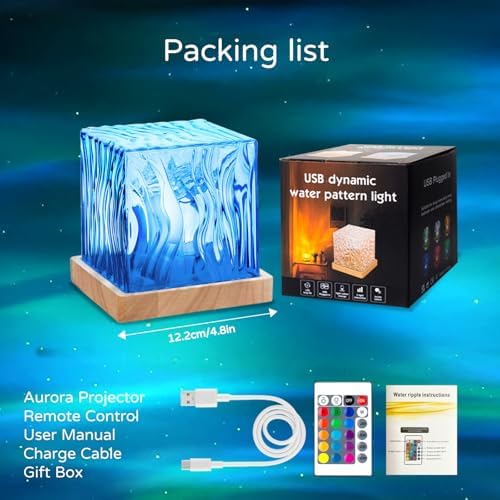 Northern Lights Projector Rechargeable,4.5" Aurora Light Projector Ocean Lamp Mood Ambient Lighting with 16 Colors and Aurora Drift Effects for Room Decor Teen Girl Gifts Classroom - Cordless - Image 6