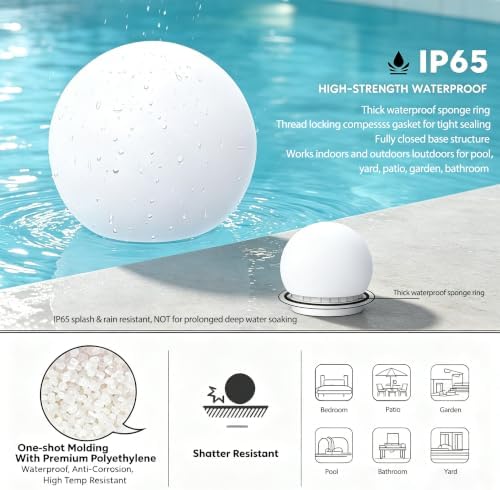 10 inch Rechargeable LED Ball Light, Dimmable LED Globe Light w/Remote - Image 6