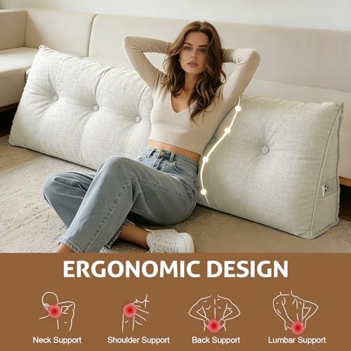Headboard Pillow Queen Size, Triangle Wedge Pillow - Image 3