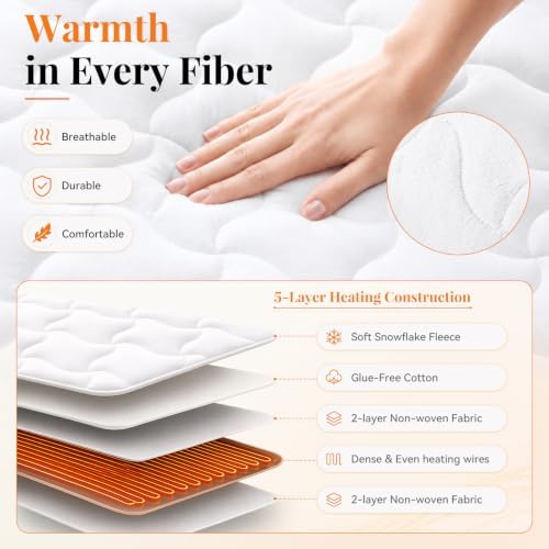 Heated Mattress Pad California King Size, Coral Fleece Electric Mattress Pad - Image 4