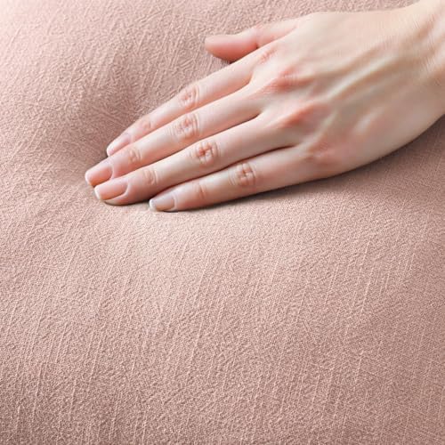 MIULEE Boho Linen Fringe Decorative Throw Pillow Covers Pink 20x20 - Image 2