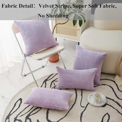 Home Brilliant Purple Pillow Cover Set Solid Supersoft 2 Pieces Corduroy - Image 6