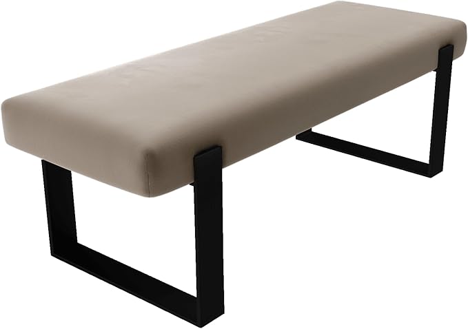 VANT Upholstered Bed Bench - Velvet Sand Storm - Matte Black - Contemporary Modern, Bedroom Bench Seat, Hallway, or Entryway