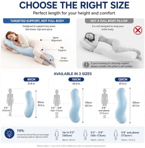 Pea Pod Body Pillow for Side Sleepers, S-Shaped Cooling Full Body Pillow - Image 3