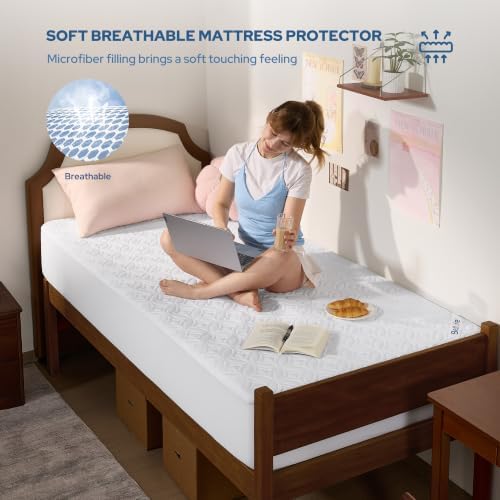 BEDLORE Waterproof Mattress Protector, Twin Size Mattress Pad - Image 3