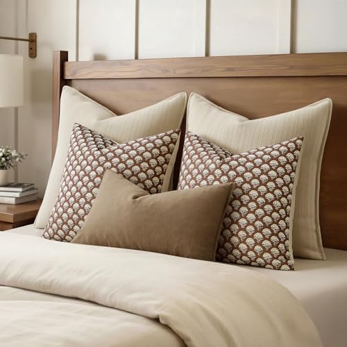 MIULEE Fall Floral Print Decorative Pillow Covers 20x20, Dark Brown - Image 5