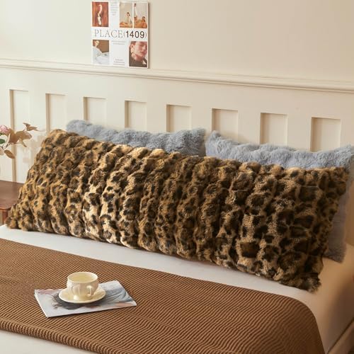 LIFEREVO Leopard Print Body Pillow Cover 20x54, Soft Faux Rabbit Fur by LIFEREVO