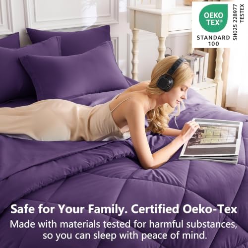 CozyLux King Comforter Set 102"x90" Purple - Image 3