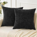 MIULEE Soft Chenille Throw Pillow Covers Black 16x16 Inch Pack of 2 by MIULEE