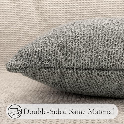 JoraLion 20x54 inch Neutral Boucle Body Pillow Cover, Light Grey Long Pillow - Image 6