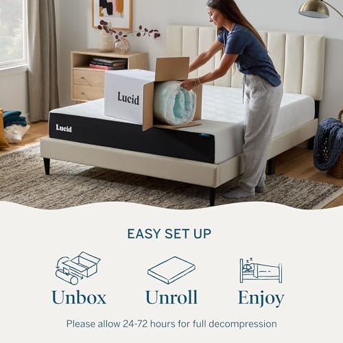 Lucid 2 Inch Memory Foam Mattress Topper, Full Size – Cooling Gel Bed Topper – - Image 6