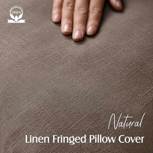 Foindtower Boho Linen Fringe Lumbar Throw Pillow Covers 12×20 Light Coffee - Image 2