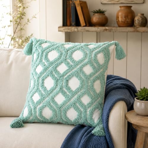 Boho Throw Pillow Covers 18x18 Tufted - Image 2