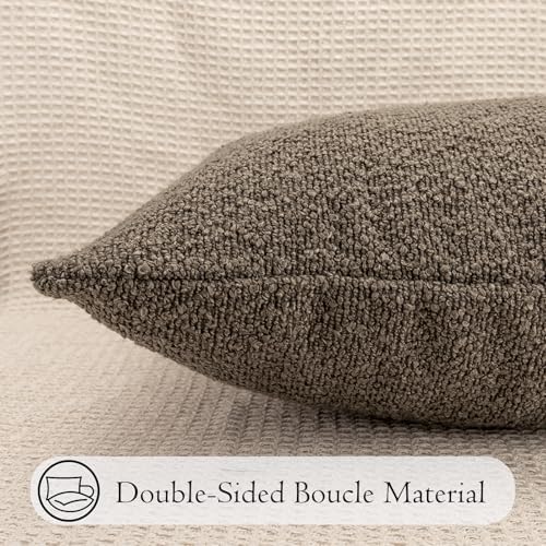 JoraLion 14x26 inch Boucle Lumbar Pillow Cover, Dark Brown Woven Texture - Image 6