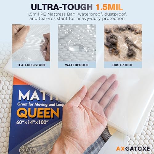 Axgatoxe Plastic Mattress Bag for Moving Storage, Queen Size - Image 3