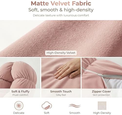 Pat. Pend. Small Body Pillow for Adults, 39 Inch, Soft Pastel Pink - Image 5