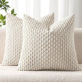 MIULEE Decorative Throw Pillow Covers 20x20 Cream White Textured Corduroy by MIULEE
