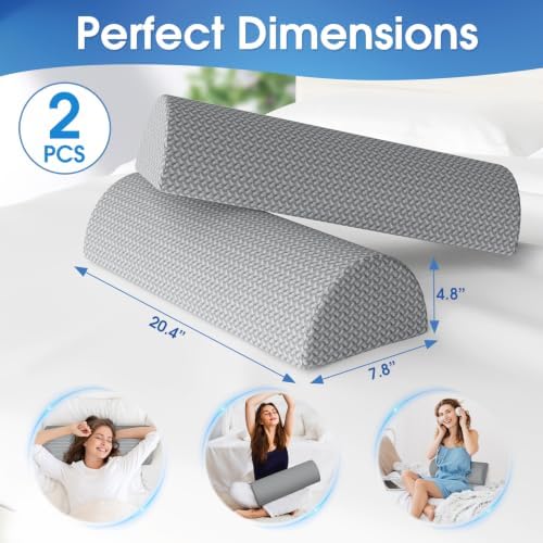 2 Pack Knee Pillow for Back Sleeping Memory Foam Half Moon Bolster Pillow - Image 2