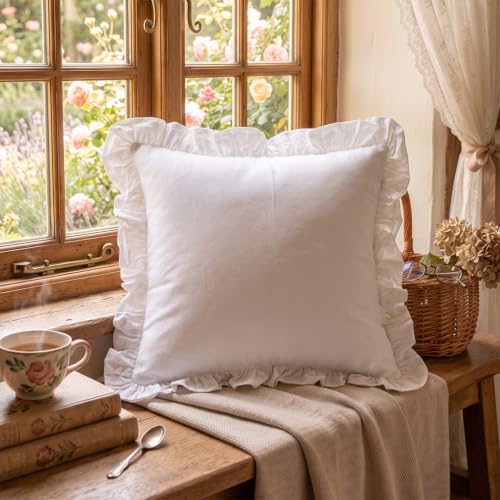 patdrea Vintage White Linen Throw Pillow Covers - Image 3