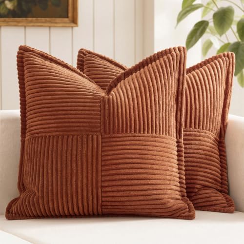 MIULEE Fall Rust Decorative Eruo Sham Throw Pillow Covers 24x24 Inch by MIULEE