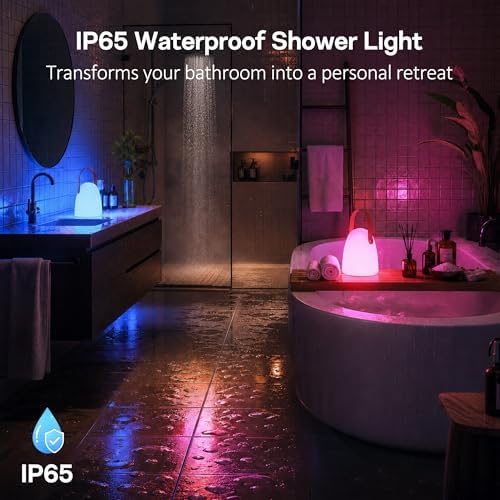 IP65 Waterproof Shower Lamp, 16 Colors Bathroom Lamp with Remote Control Dimmable, Rechargeable Mood Light for Inside Shower, Cordless Hanging Night Light for Outdoor, Bedroom, Camping, Restaurant - Image 2